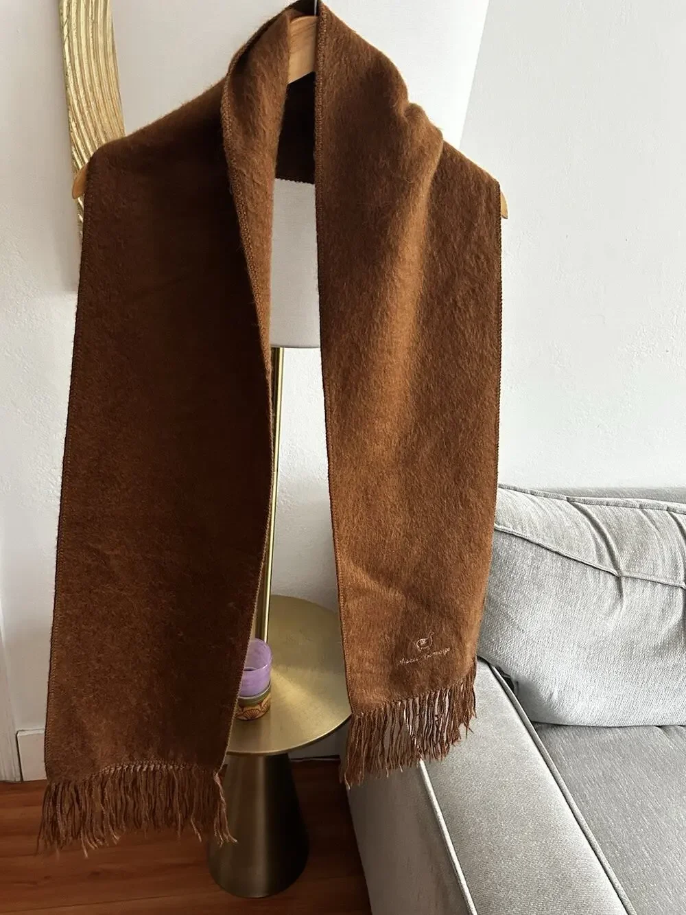 Alpaca Brown Alpaca Scarf Fringe Tan Made In Peru Soft Warm